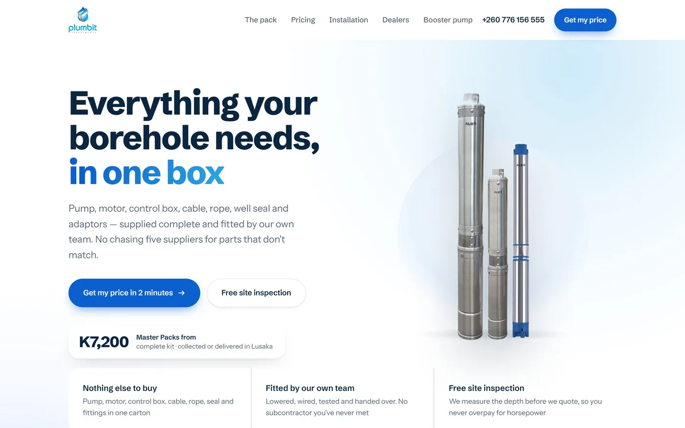 Plumbit website on desktop