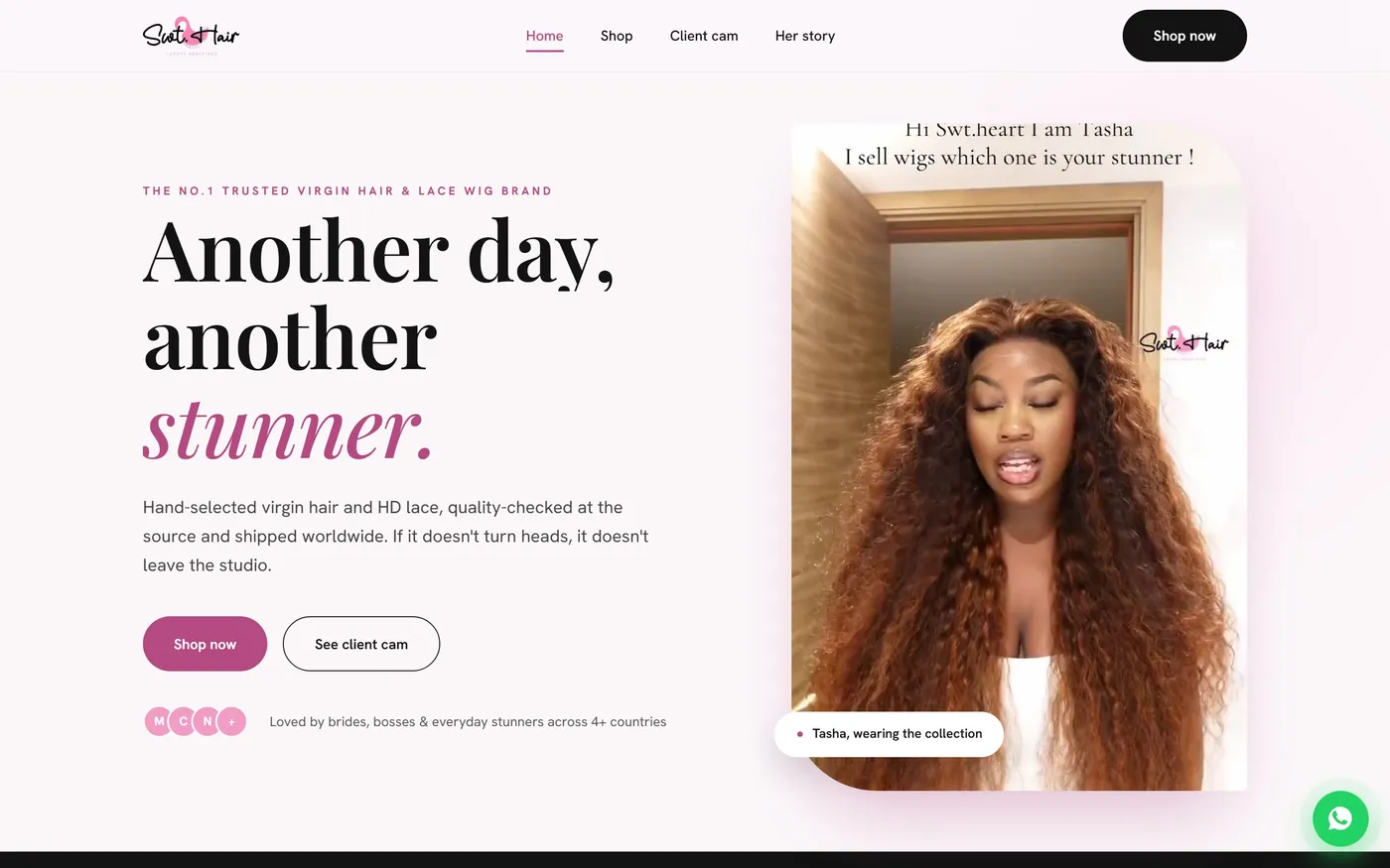 Swt. Hair storefront on desktop
