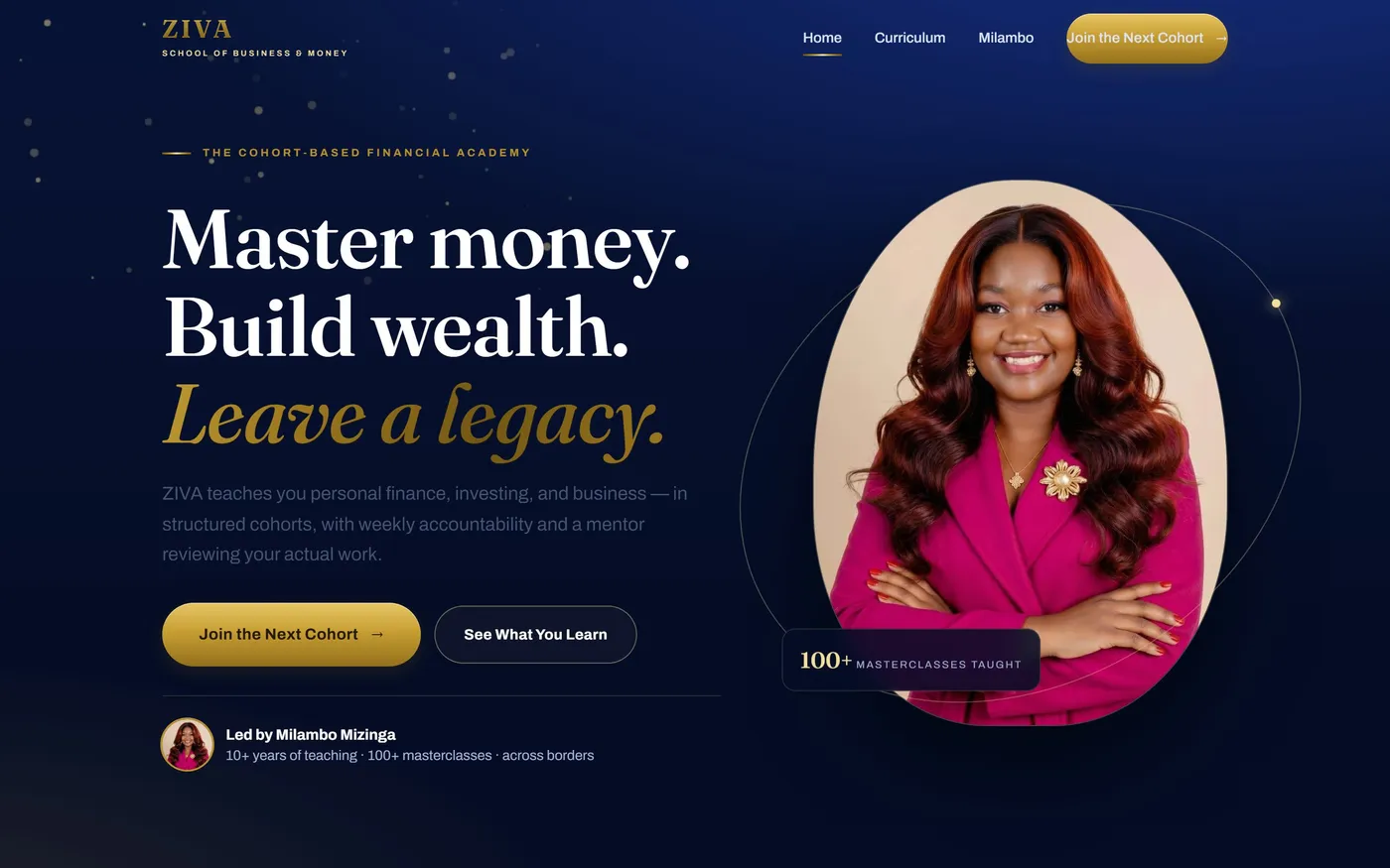Ziva School website on desktop